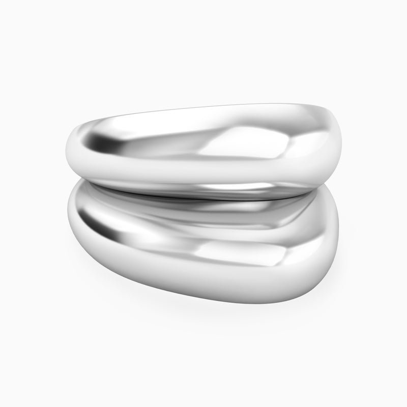 Waves by L'azurde Curved Ring In Silver - Image 1